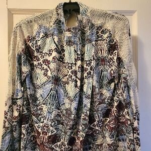 Free People Boho Blouse With Lace Sleeve Inlays